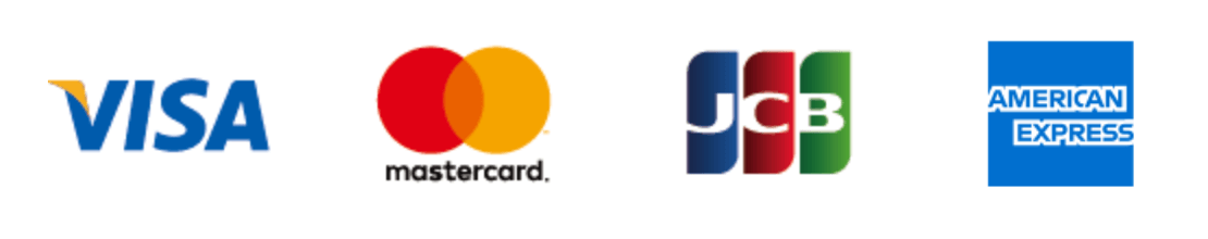 使用できるクレジットカードの画像(Visa,mastercard,JCB,AMERICAN EXPRESS)
